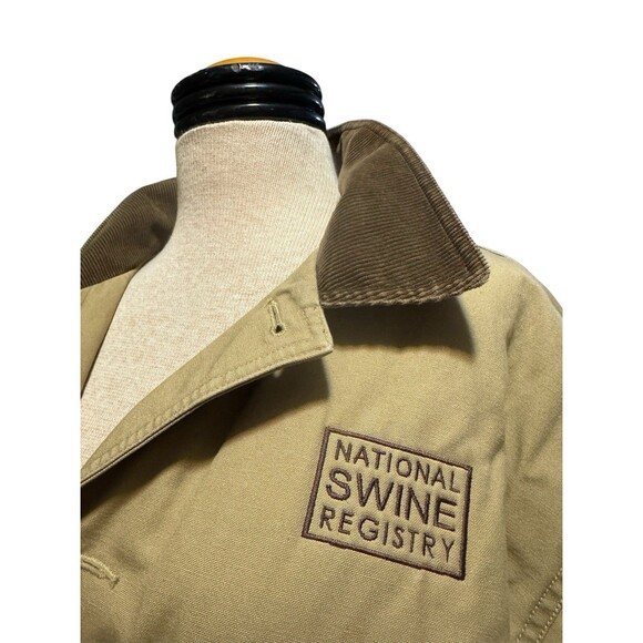 LL Bean Tan Flannel Lined Field Coat Barn Coat Mens XL National Swine Registry - Picture 1 of 7